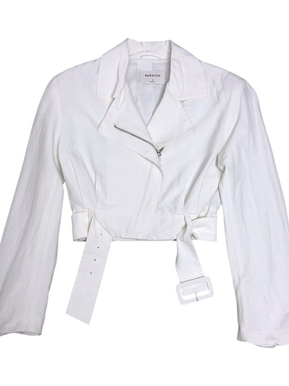 BABATON ARITZIA Cropped LINEN Jacket White Business Casual Luxury Womens Small